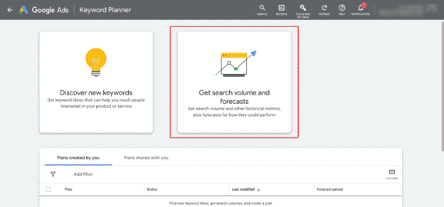 Google Ads Keyword Planner dashboard - the value of a listing on page 1 of Google