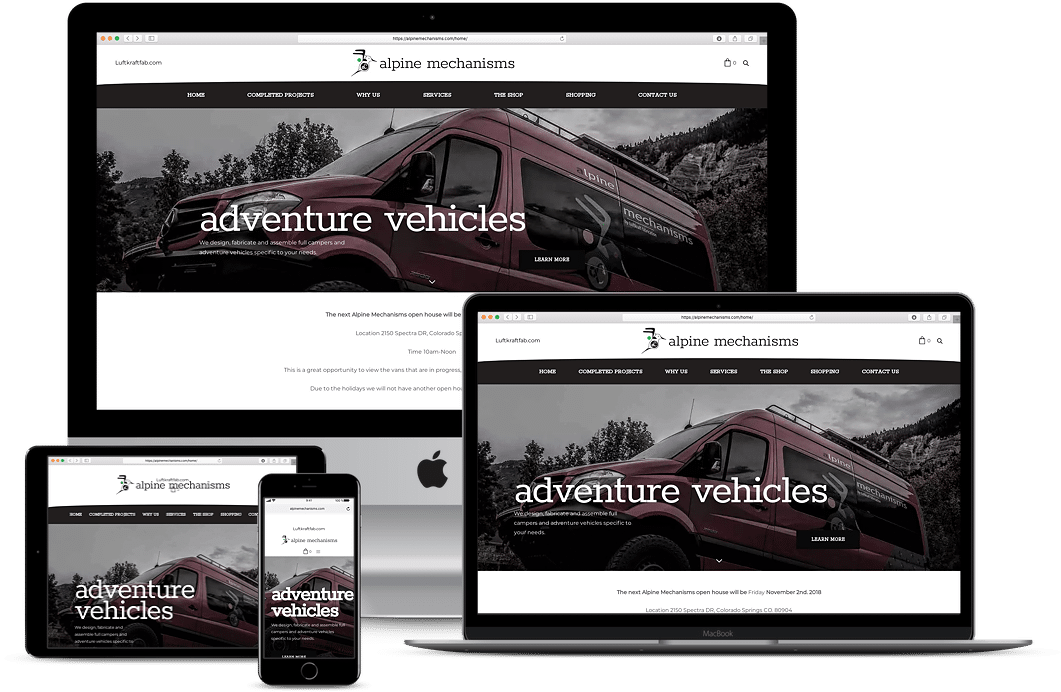 alpine mechanisms responsive website design