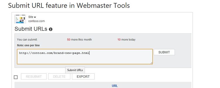 Bing Webmaster Tools- Submit URL