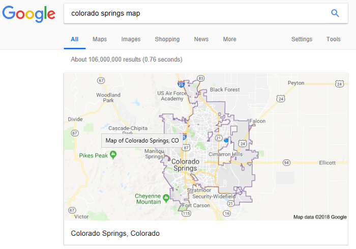 Map schema rich snippet result