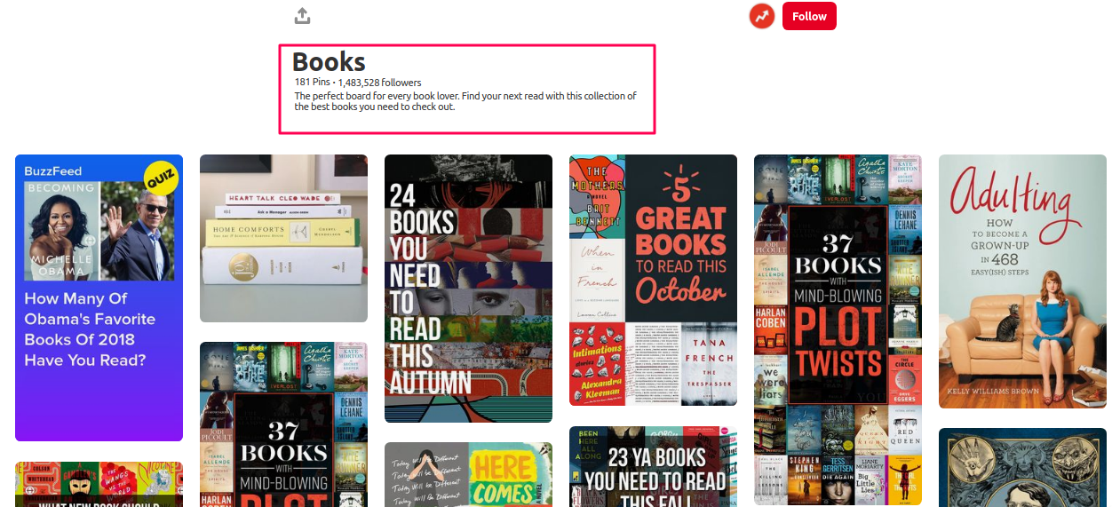 pinterest page for books
