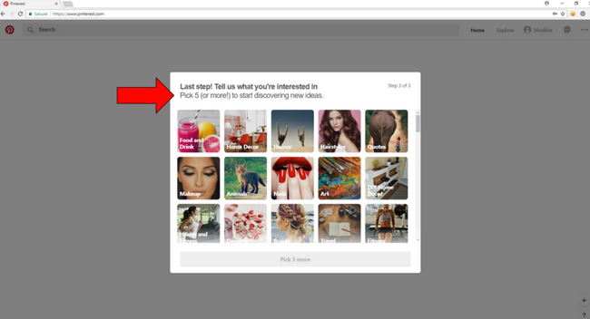 create pinterest profile step 2