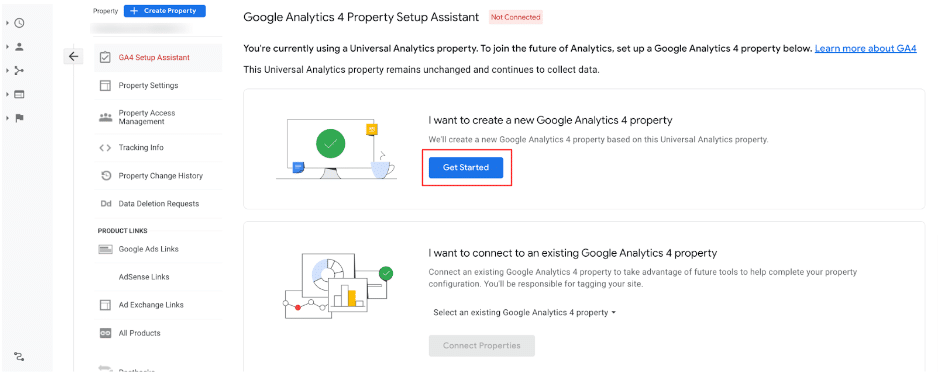 GA4 Property Setup Assistant page