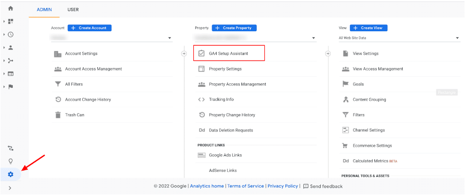 how to navigate to the ga4 setup assistant